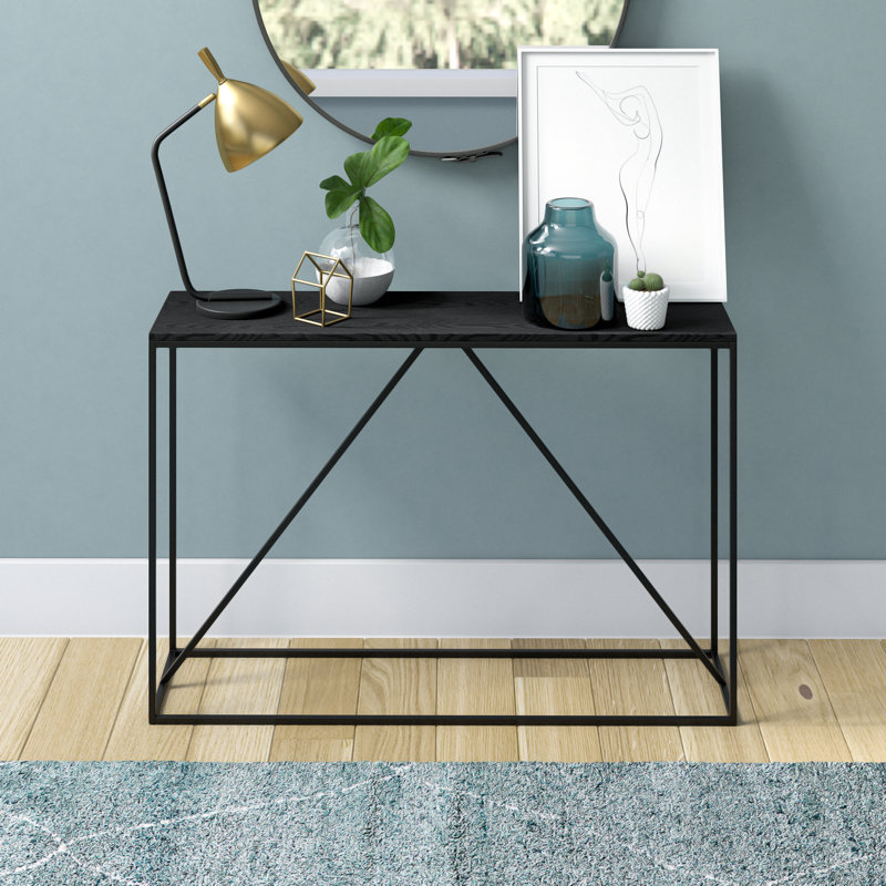 Nia Console Table, 30" H x 45" W x 11.75" D, Black Grain