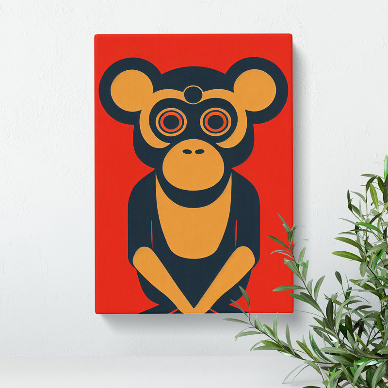 Monkey in Abstract No.2 - Wall Art, 50cm H x 35cm W x 3cm D, Wrapped Canvas