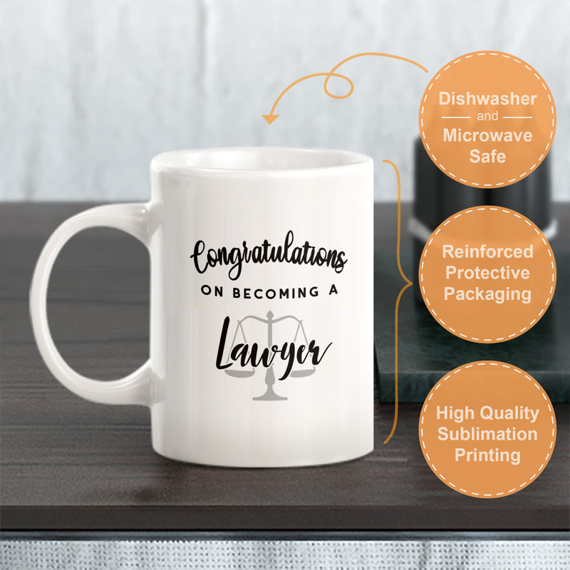Grande tasse à café Dale, 11 oz, « Congratulations On Becoming A Lawyer »