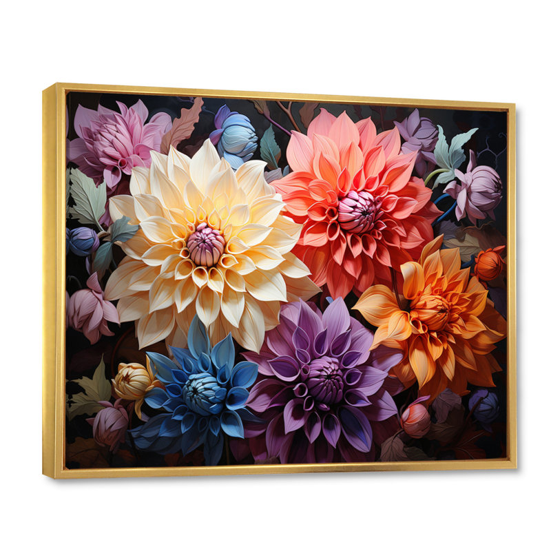 Dahlia Dreams II sur impression sur toile, H 30 po x l 40 po x P 1,5 po, Cadre flottant doré