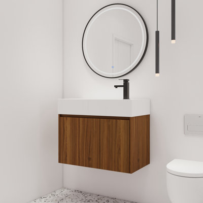  Cranar 30'' Wall-Mounted Single Bathroom Vanity With Resin Vanity Top