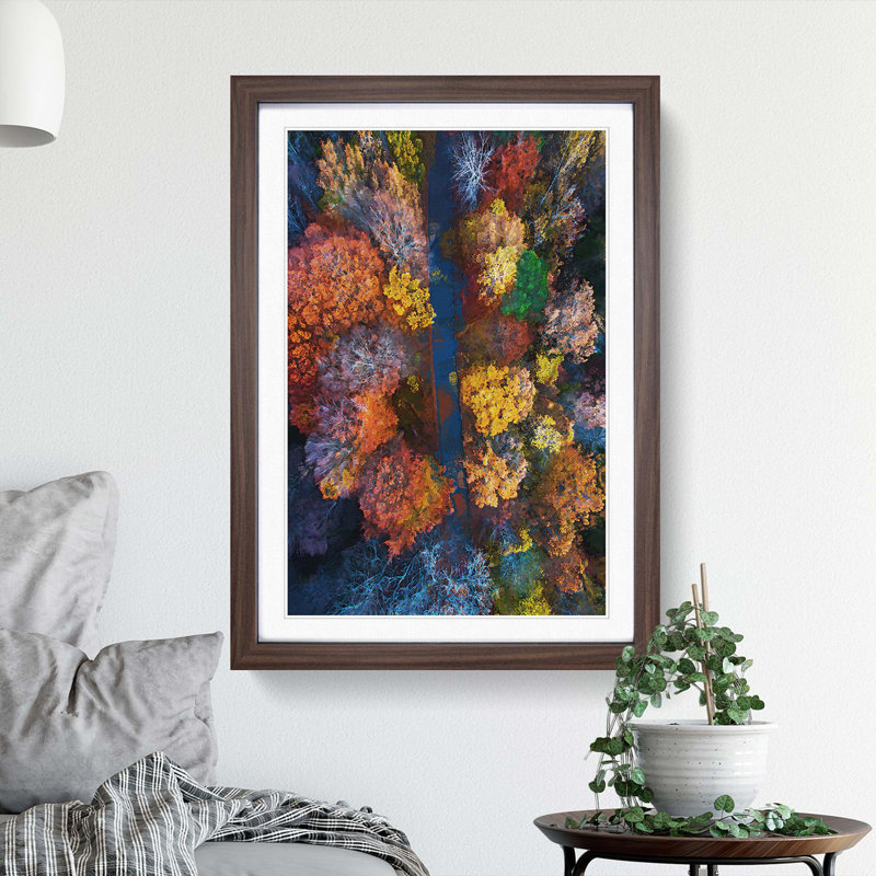 Autumn Road in Abstract - Picture Frame Graphic Art Print, Walnut Framed, 87cm H x 62cm W x 2cm D