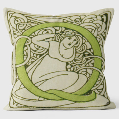 Art Nouveau Alphabet "Q" Cushion