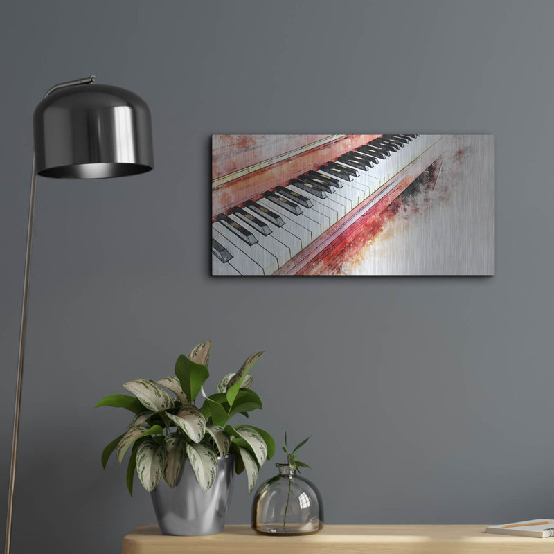 «Red Piano», art mural en métal, H 12 po x l 24 po