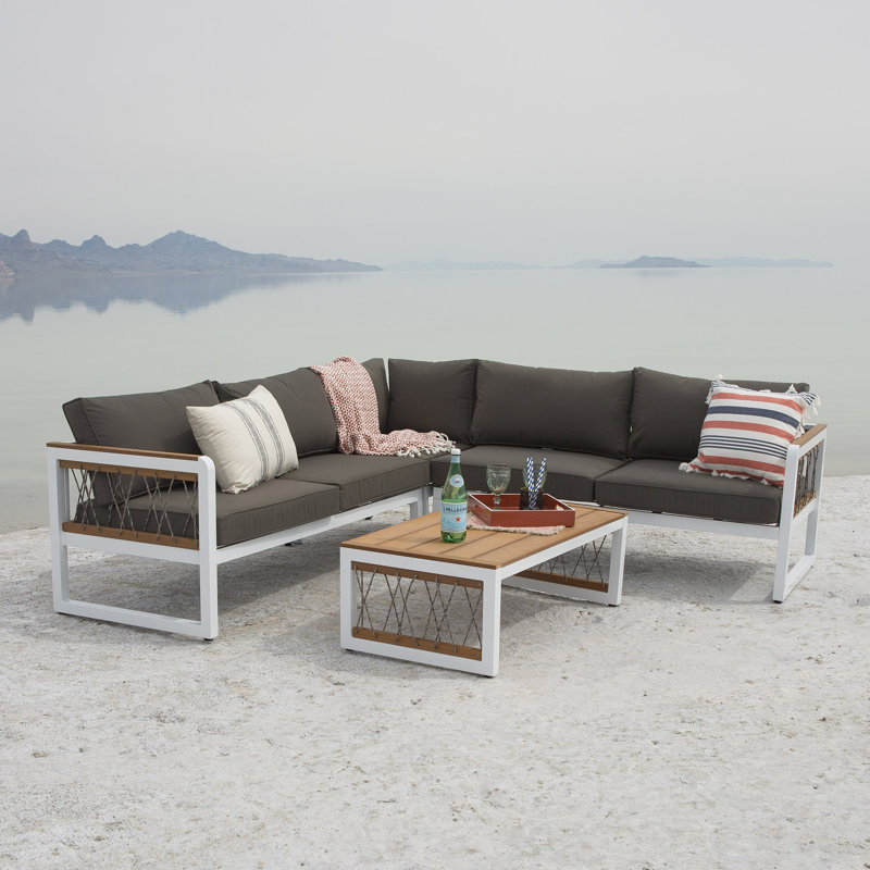 Ensemble de conversation modulaire 4 pièces avec coussins Byron
