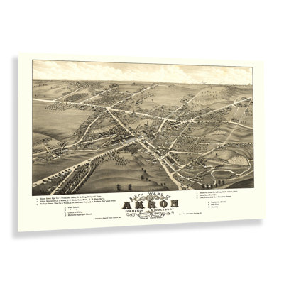 «1882 Sixth Ward of Akron Ohio Map Wall Art» sur papier