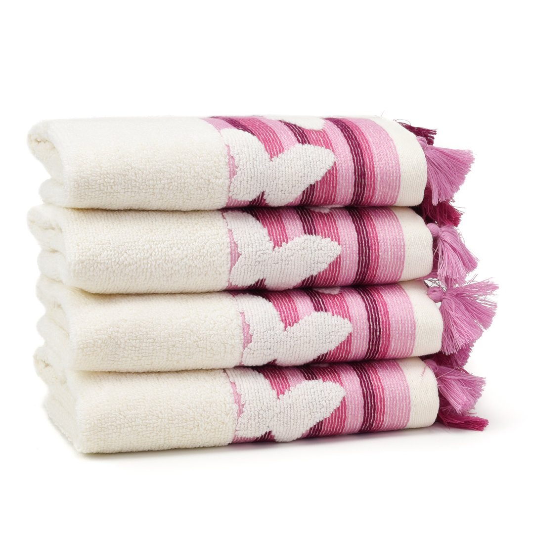 Butterfly 4 Piece Turkish Cotton Washcloth Set Dakota Fields 