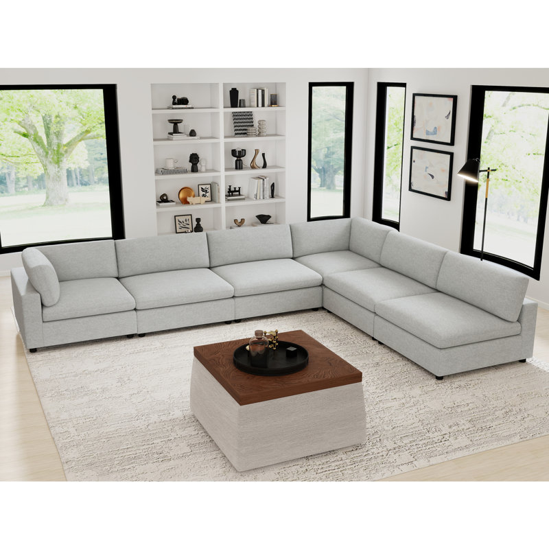 Canapé modulaire rembourré avec coussins 6 pièces Modern Minimalist