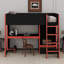 Lit mezzanine simple en bois avec bureau intégré, garde-robe, DEL et tiroir-671361466