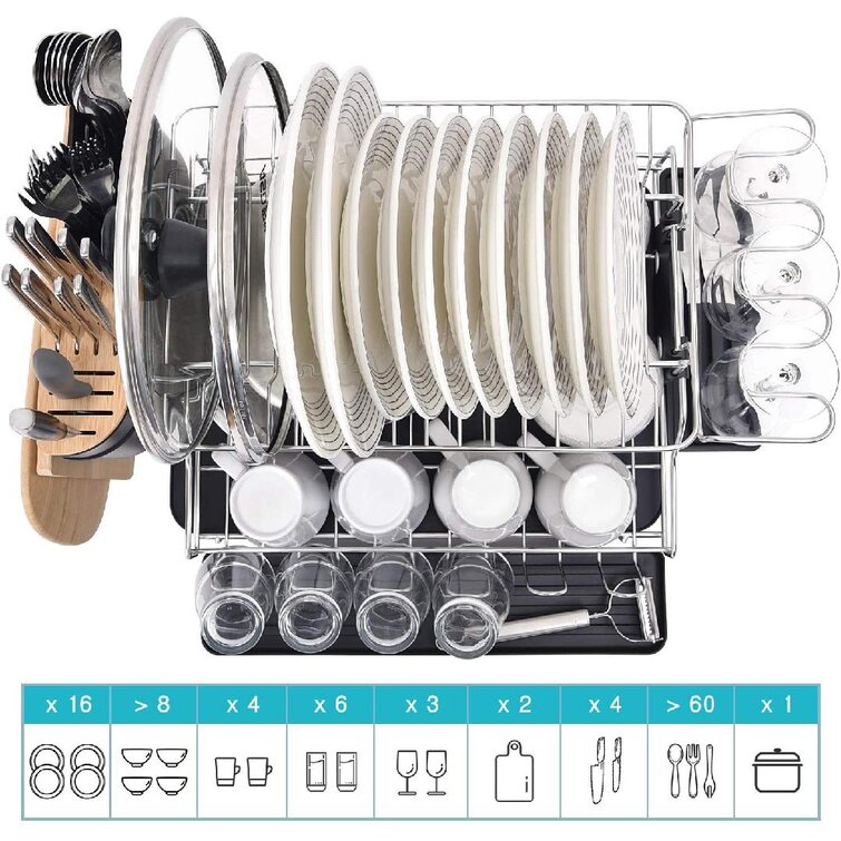 zhongshanginter 2 Tier With Drip Tray Stainless Steel Dish Rack