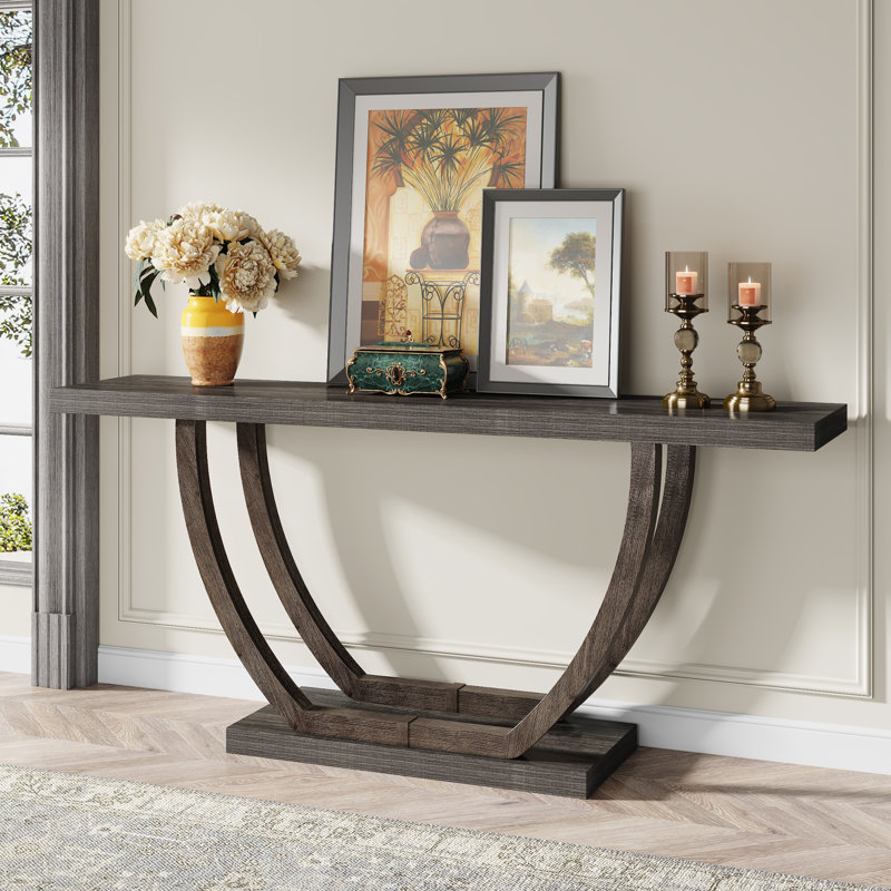Console d'entrée de 62,99 po Rahmel, Gris foncé
