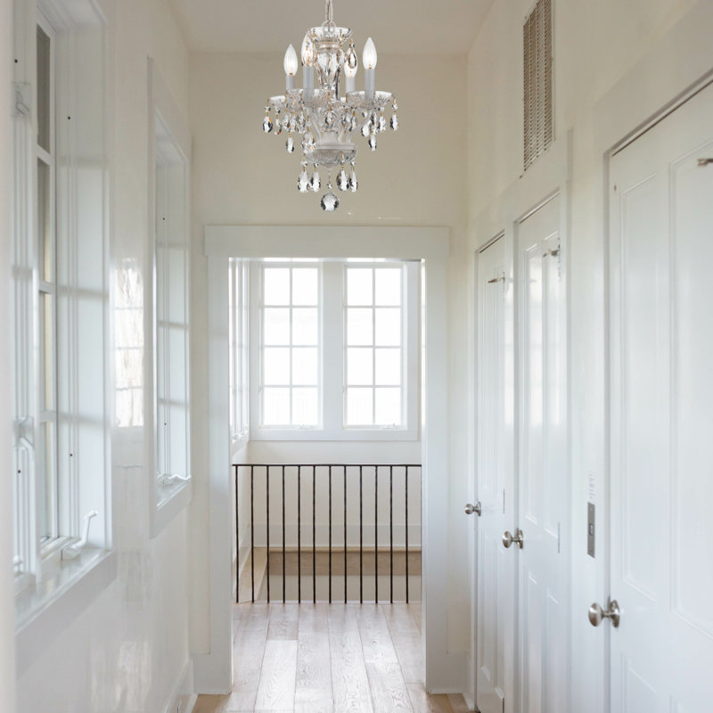Malpaso 4 - Light Candle Style Traditional Chandelier with Crystal Accents, Wet White, Italian