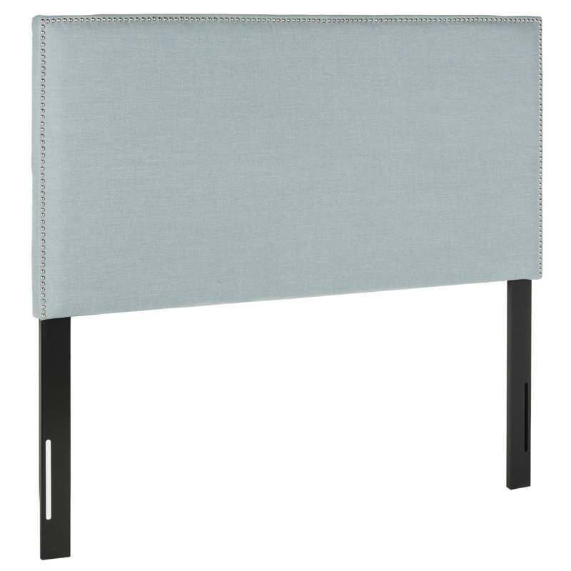 Tête de lit tapissier Farringdon, Double, Bleu ciel, Polyester