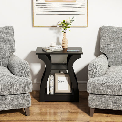 23.62'' End Table,Small Side Table with Built-In Outlets for Living Room,Bedroom,Nightstand