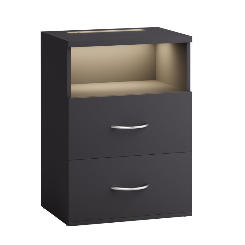 Deneem 39cm W MDF/particle Board Bedside Table, Anthracite