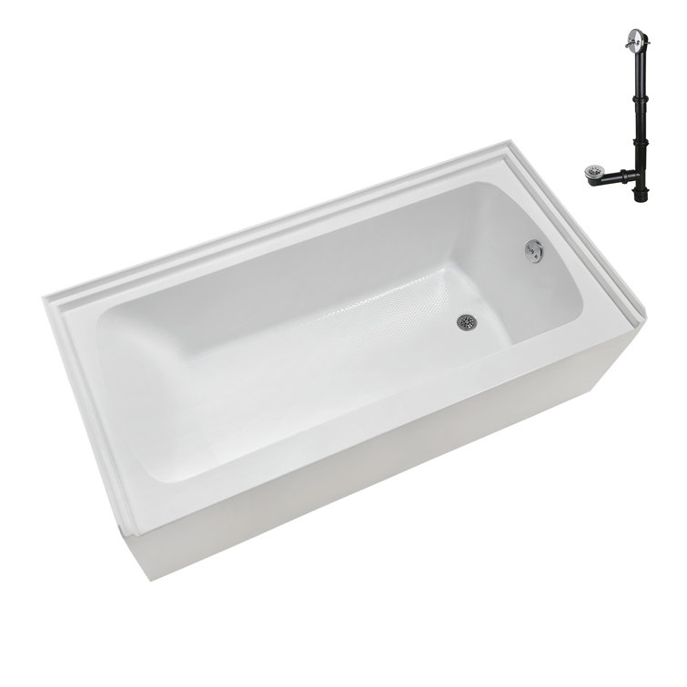 Streamline 66 in. x 32 in. Acrylic Right-Hand Drain Alcove Bathtub in Glossy White With External Drain
