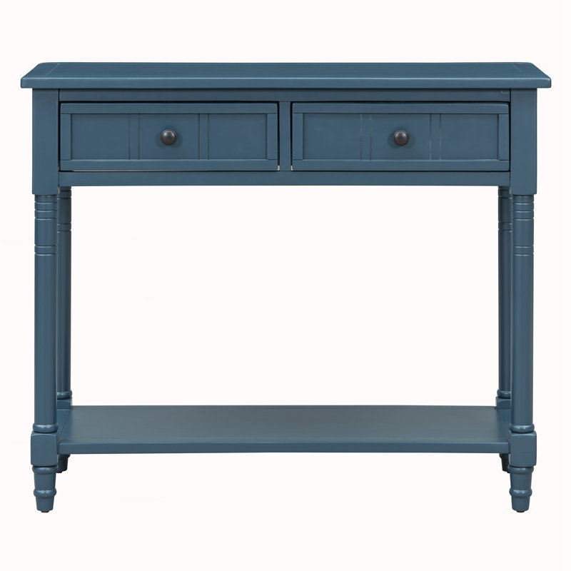 Console de style traditionnel avec deux tiroirs, Bleu marine foncé