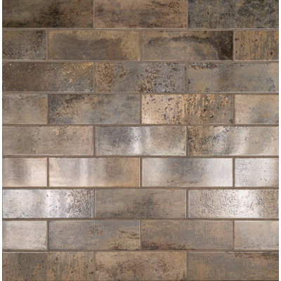 Metallo 4 in. x 12 in. Glossy Ceramic Subway Metal Look Wall Tile