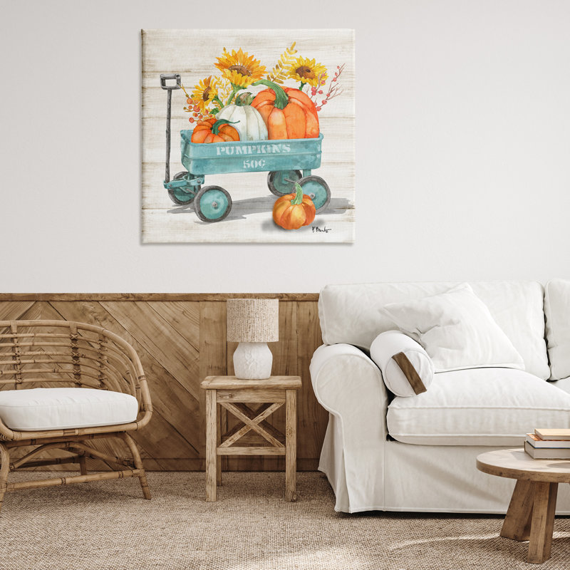 «Pumpkins Harvest Wagon», art mural sur toile par Paul Brent, H 36 po x l 36 po