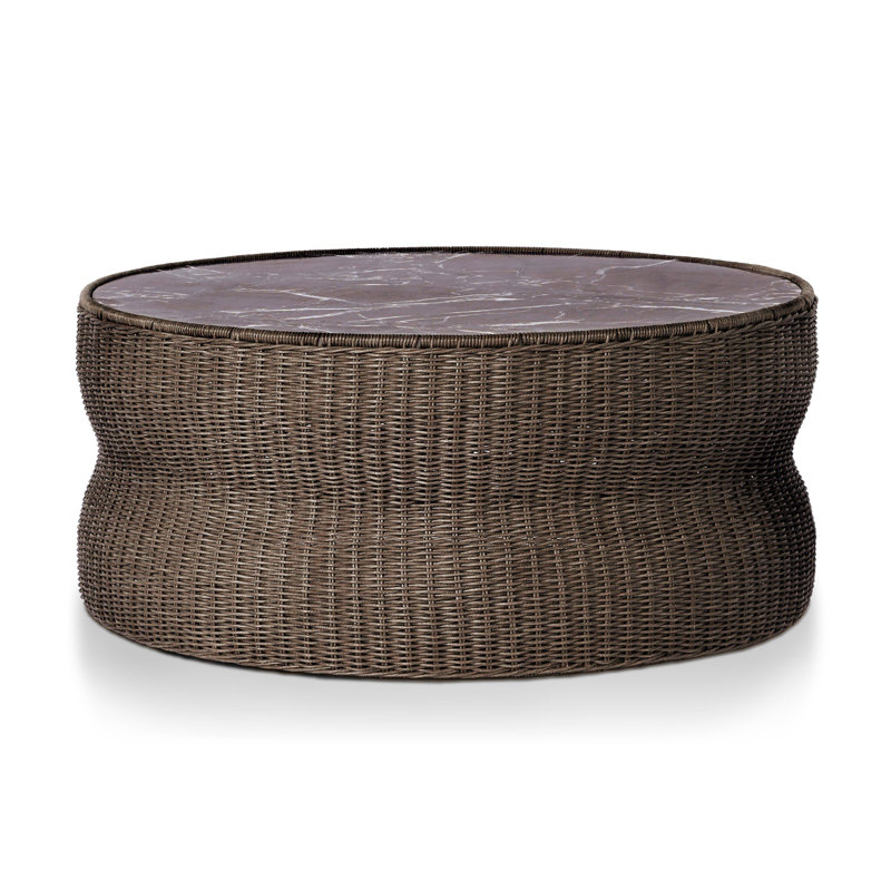 Brixby Outdoor Round Coffee Table, Merlot Marble