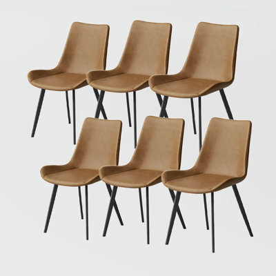 Modern Dining Chairs Set, Upholstered PU Leather Kitchen Side Chairs With Metal Legs