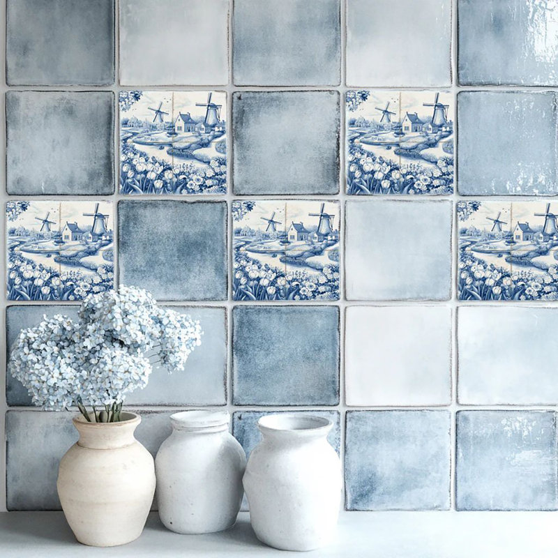 Carreau de mosaïque floral auto-adhésif en vinyle 7 po x 7 po