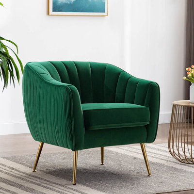 Velvet Accent Chair With Gold Finished Legs