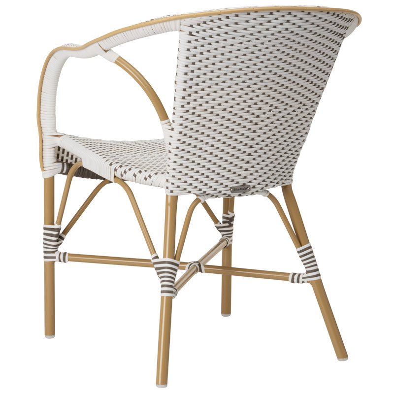 Chaise de salle à manger d'extérieur Madeleine, Blanc amande avec pois cappuccino