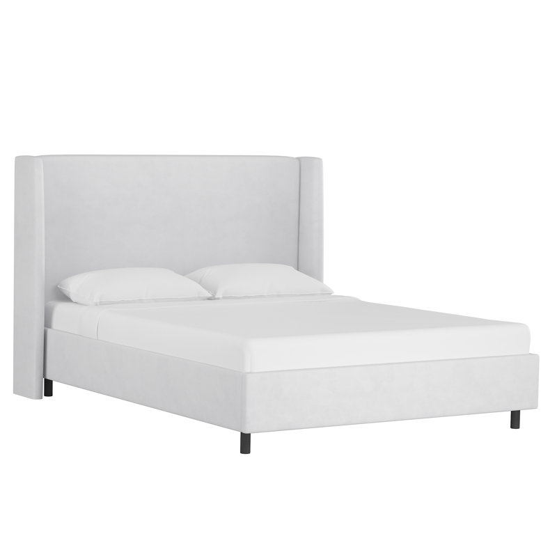 Tilly Upholstered Low Profile Platform Bed, Queen, Classic White Velvet