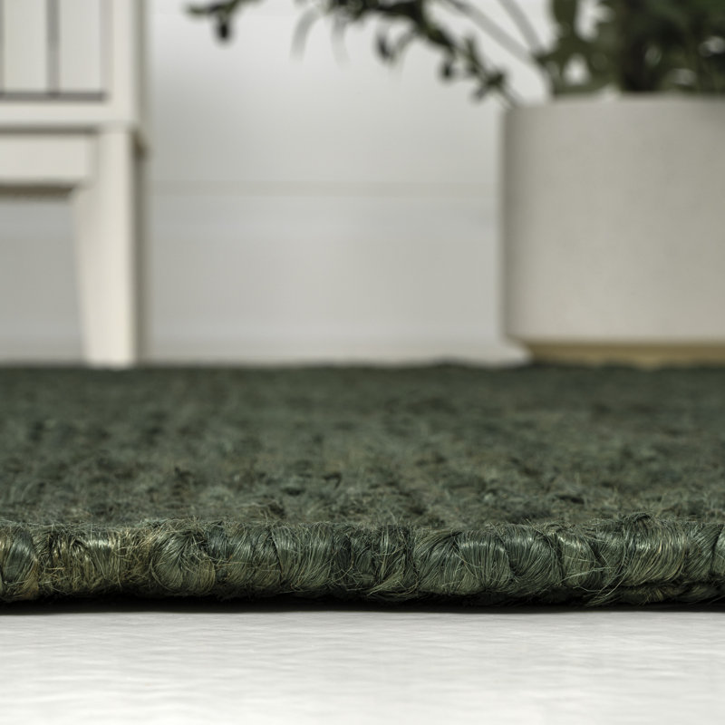Tapis vert en jute tissé Griffin, Rectangulaire 3 pi x 5 pi