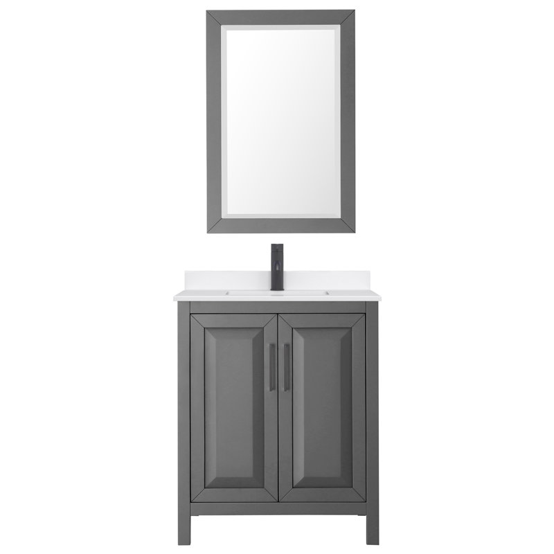 Daria 30'' W Single Vanity, Matte Black, White Cultured Marble, Blue