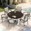 Table de salle à manger d'extérieur ronde durable pour 4 à 6 personnes, métal toutes saisons avec trou pour parasol pour terrasse et jardin-2145751811