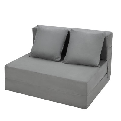 Matelas de canapé-lit pliable avec oreiller, fauteuil-lit pliable en mousse à mémoire de forme pour salon, canapé-lit futon en lin, lit d'appoint une place