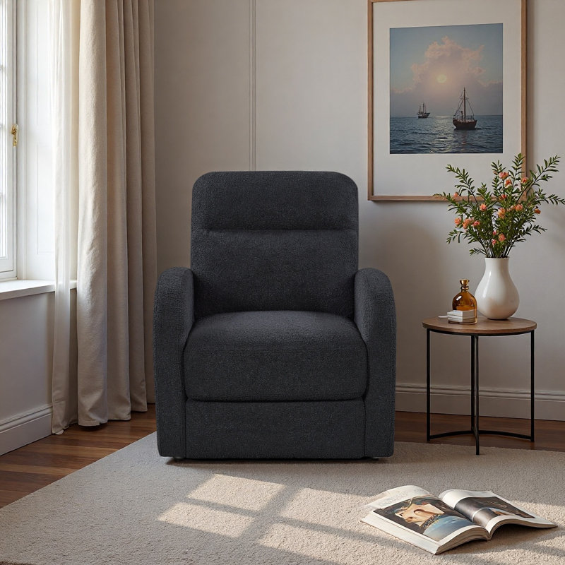 360° Swivel Sherpa Chair With Hidden Storage & Side Pockets, Cozy Barrel Arm Accent Chair For Living Room, Dark Gray