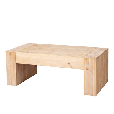 49" Rustic Wood Coffee Table, Engineered Wood Center Table with Whitewashed Finish, Modern Farmhouse Living Room Table
