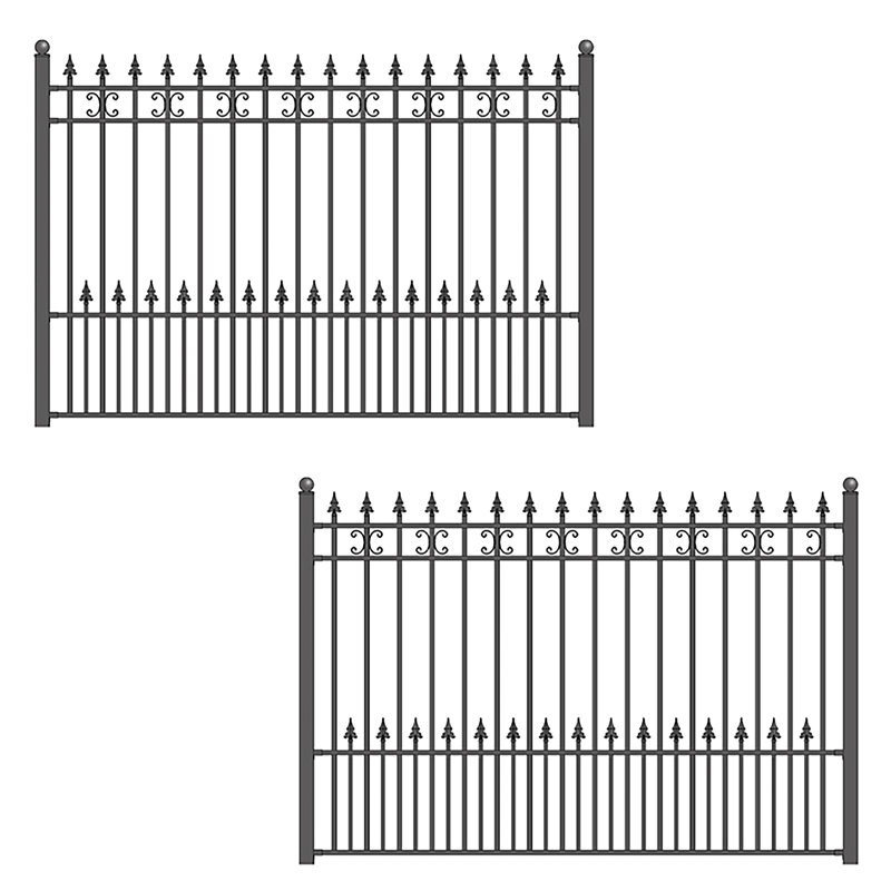 Ensembles de clôture en métal noir H 60 po x l 192 po
