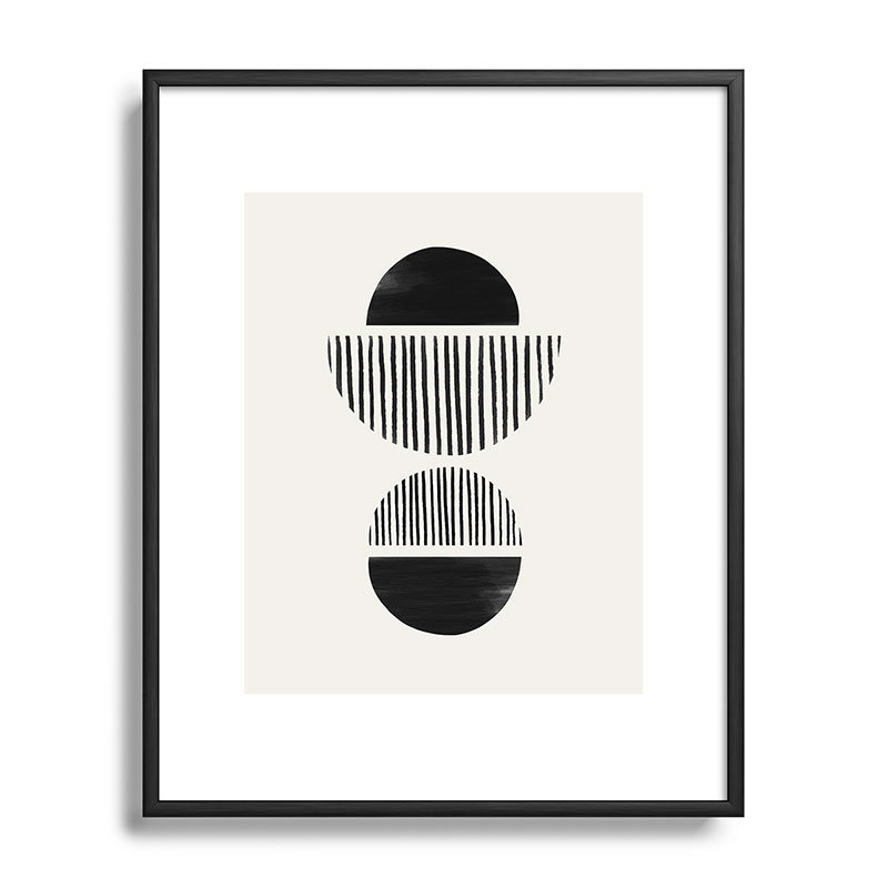 Balancing Stripes No1 noir encadré sur papier, Noir, H 10 po x l 8 po