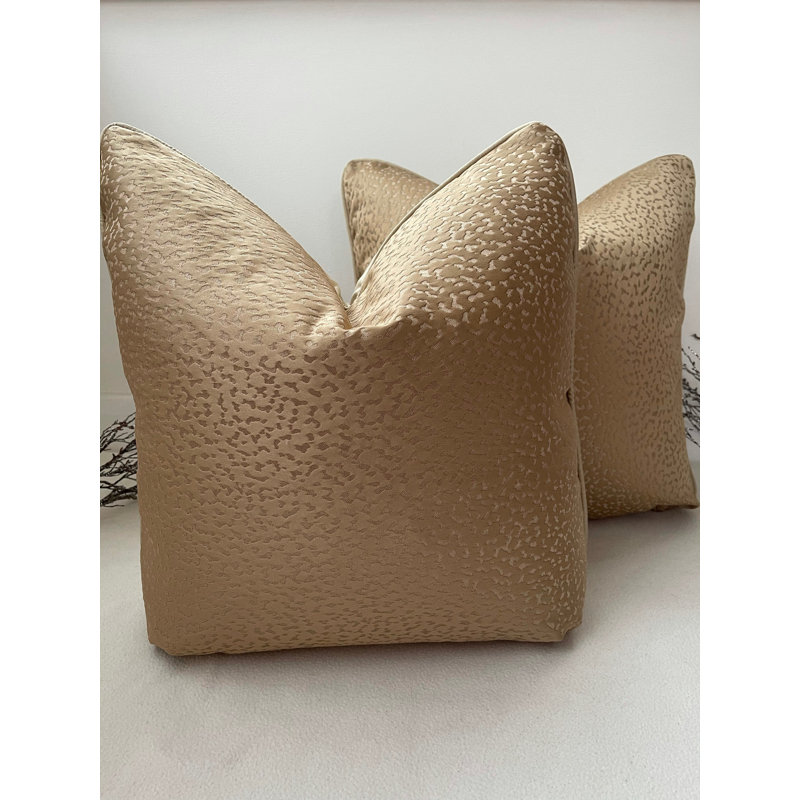 Abstract Cream Square Cushion Cover, Gold