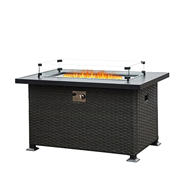 43.3 Inch Fire Pit Table For Patio, Smokeless Gas Fire, 50,000 , Rust Metal Frame, All-Weather Surface, Performance Tested Outdoor Pit, Pits, , Hidden Tank Compartment