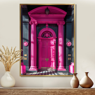 Porte de banque rose et noire - salon d'art mural Banks