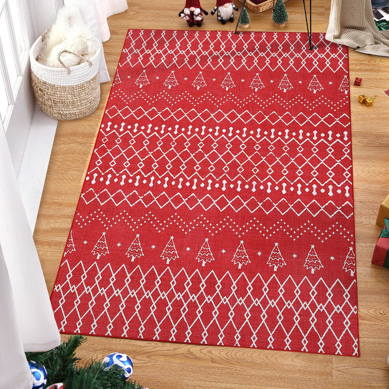 Rectangle Geometric Washable Area Rug, Rectangle 80 x 150 cm