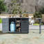 Chariot de barbecue pliable avec plateau en acier inoxydable, armoire à déchets, tablettes et roues réglables-126059427