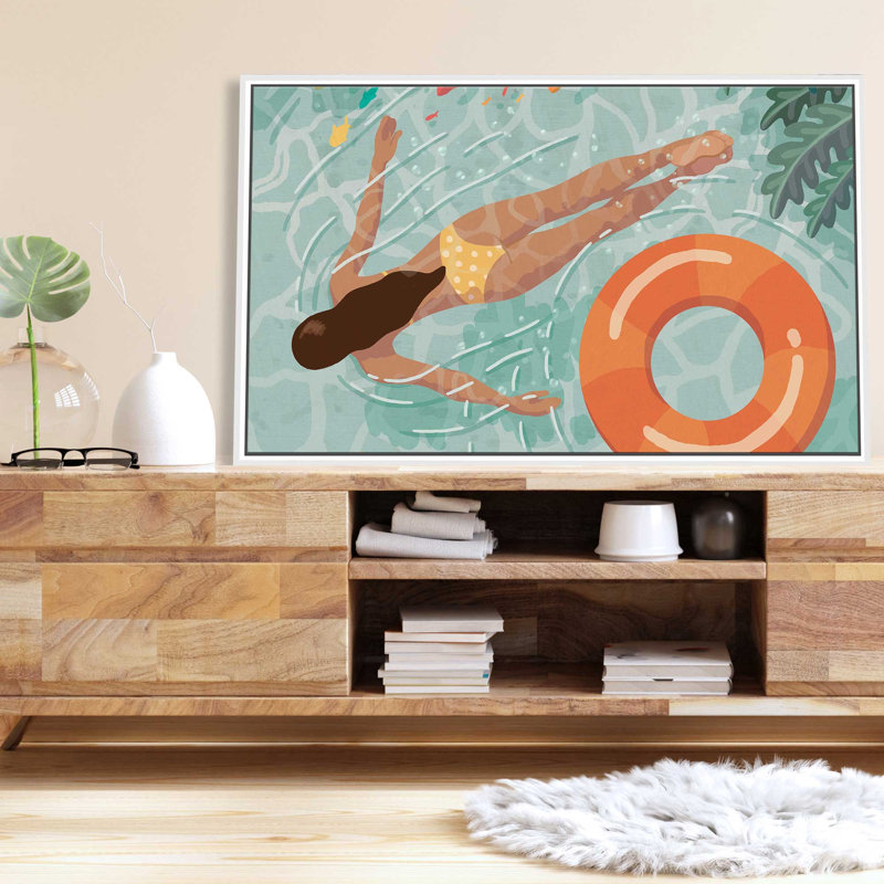 " Beach Babes IV " Painting Print, 51.5" W x 31.5" H, White Framed