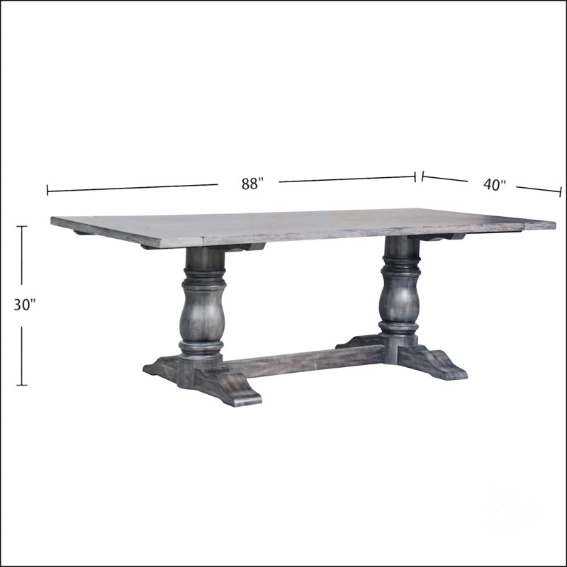 Table rectangulaire à tréteaux avec piédestal double tourné