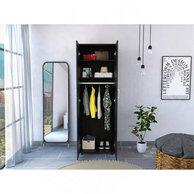 Slim Armoire Barkley, chambre à coucher, noir