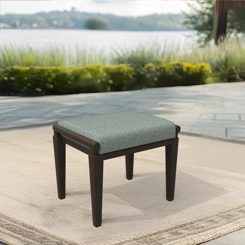 Sunbrella® Indoor/Outdoor Patio Ottoman Cushion, White/Green Sunbrella