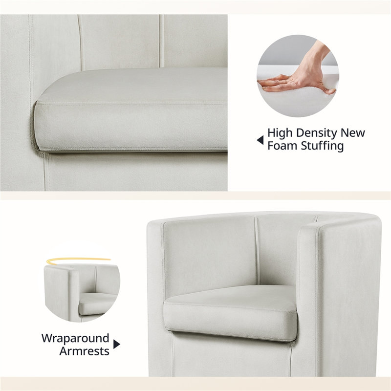 Fauteuil en velours revêtu de tonneau, Mélange de polyester beige