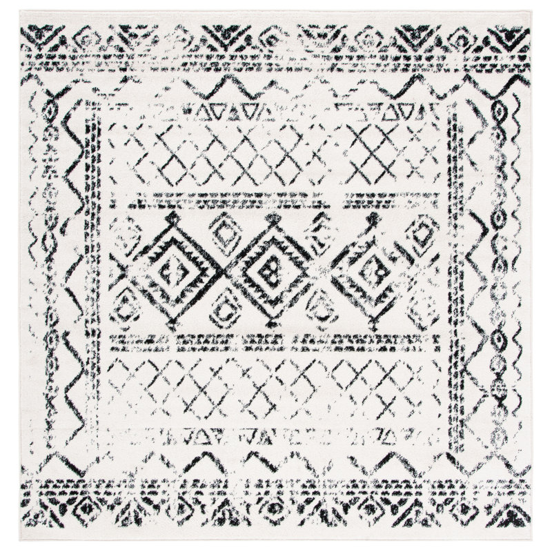 Tapis noir / ivoire Sturdevant Southwestern, Carré 6 pi 7 po