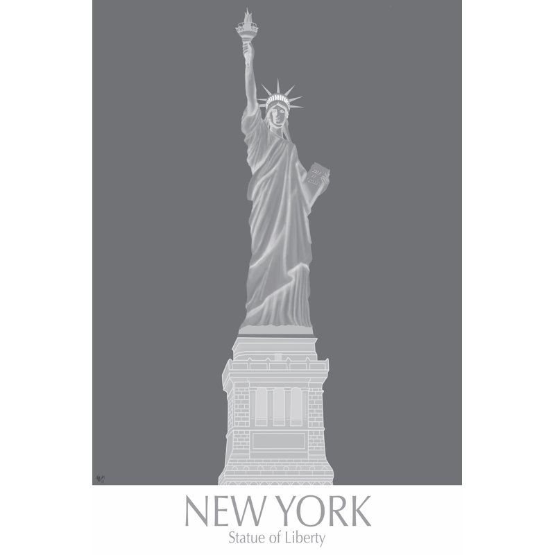 New York Statue Of Liberty Monochrome - Wrapped Canvas Print, 122cm H x 81cm W