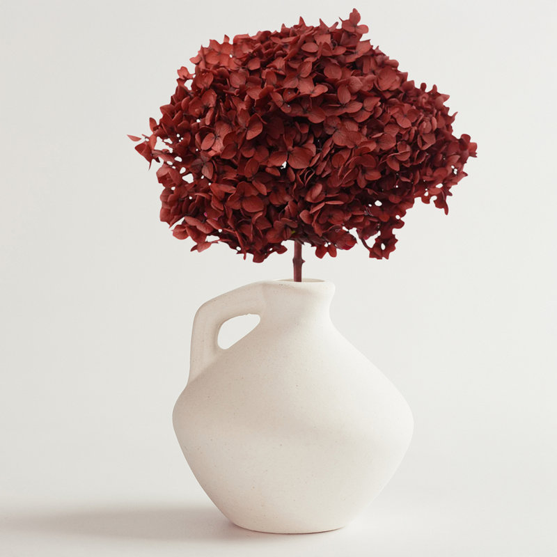 Ensemble de 2 fleurs d'hortensia séchées en conserve 16 po avec tige en vert, Rouge